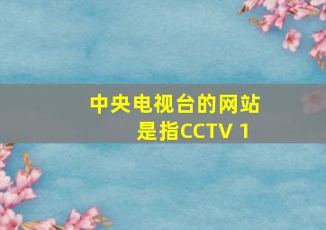 中央电视台的网站是指CCTV 1